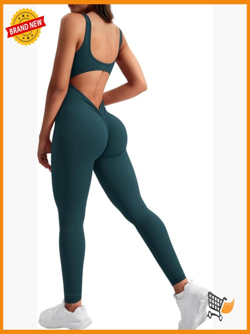 Sleeveless Backless Romper with Tummy Control Scrunch Butt